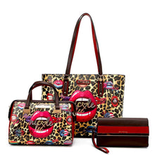 Load image into Gallery viewer, WILD LIPS 2 PIECE SET (Large Shopper Bag & Clutch)