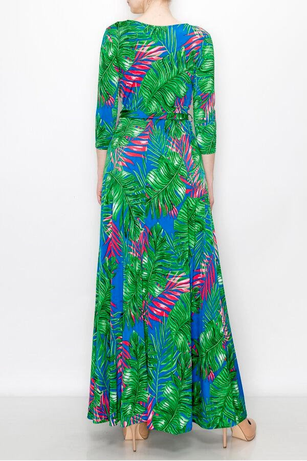 blue dress for baby girl Willow Blue Green Tropical Strapless Maxi Dress