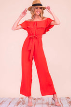 Load image into Gallery viewer, CHINESE RED SHOULDER JUMPSUIT
