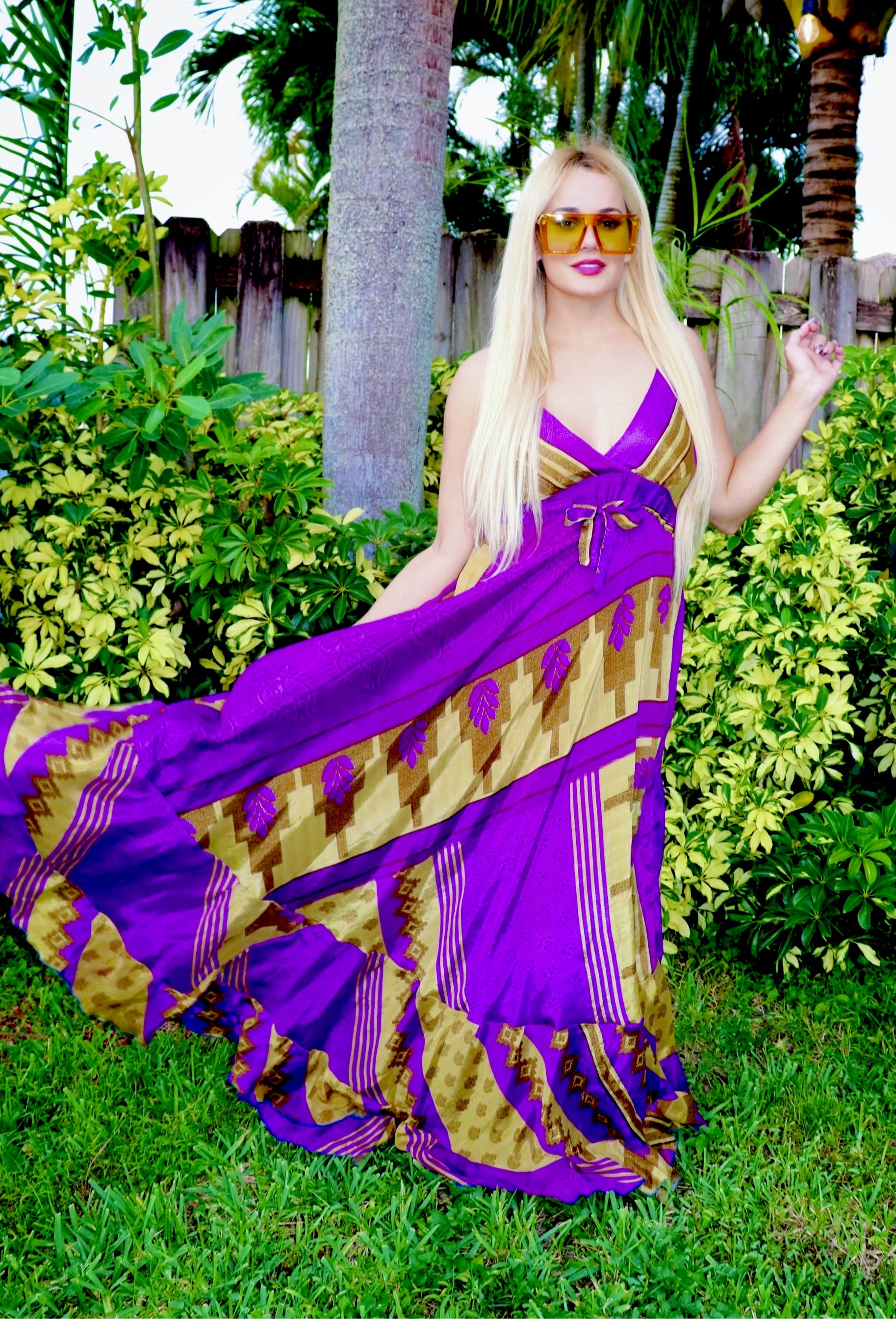 Purple & Gold MAXI DRESS – Beautiflavor