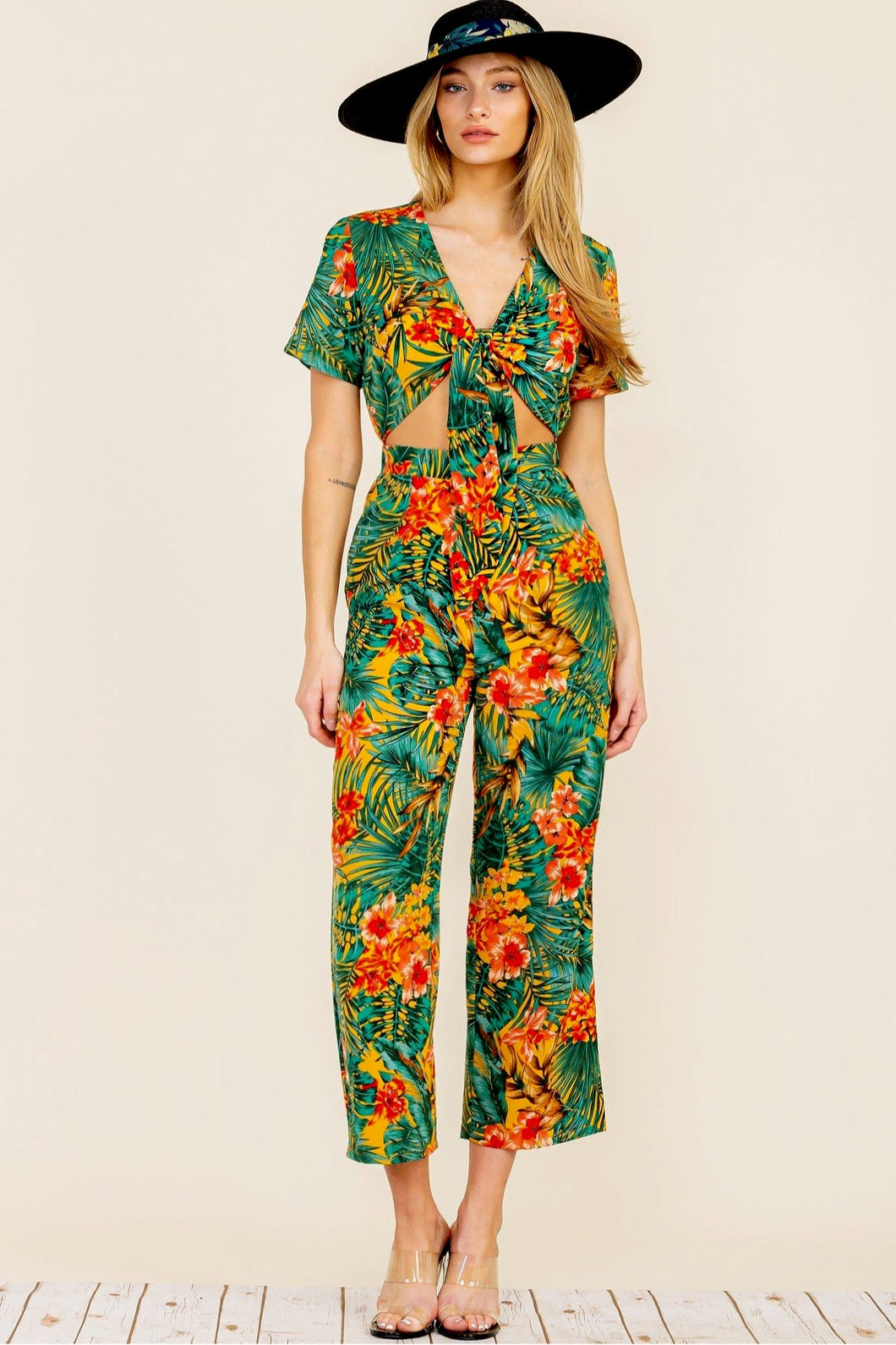 FLORAL GREEN JUMPSUIT