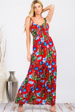 Load image into Gallery viewer, RED FLORAL MAXI DRESS
