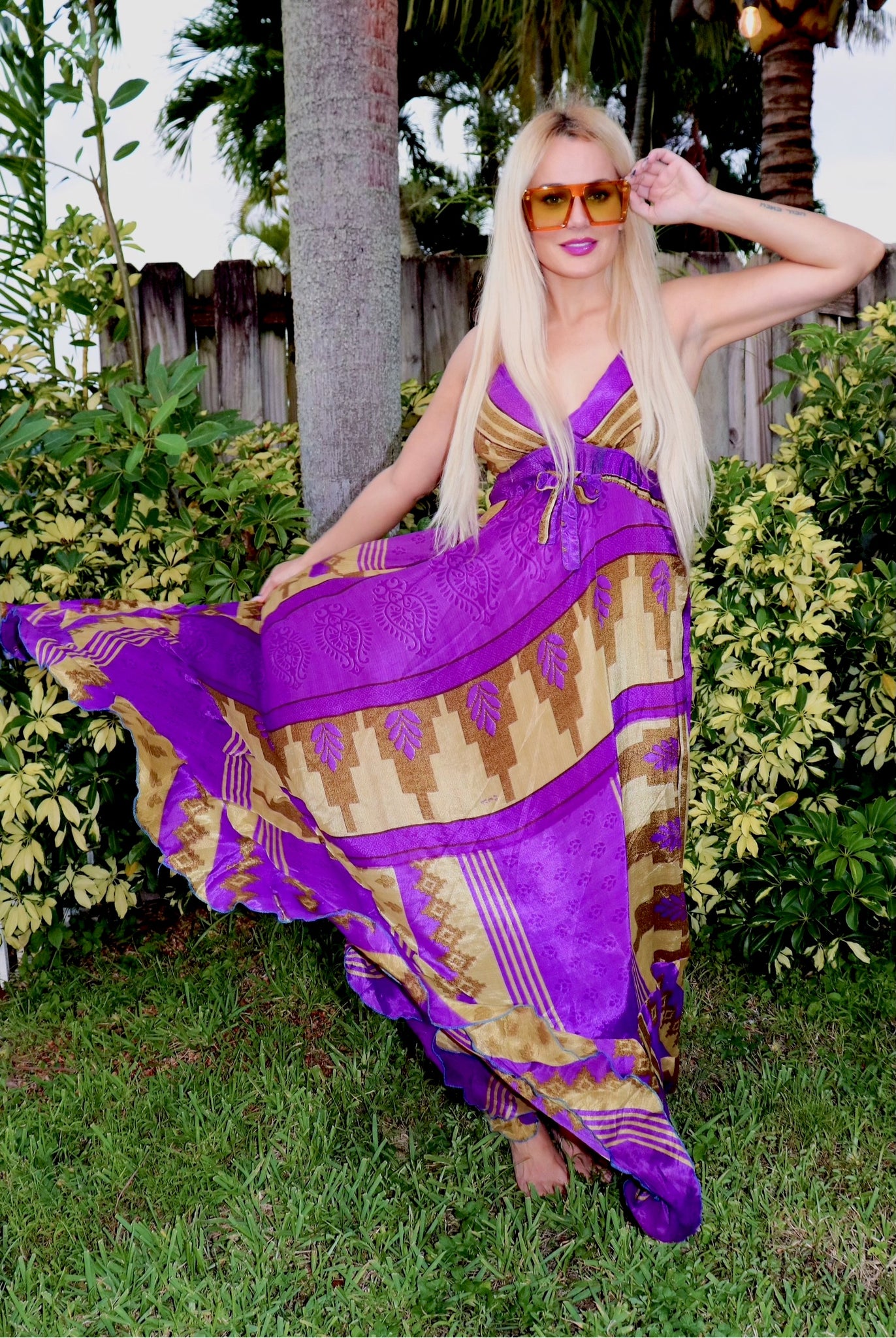 Purple & Gold MAXI DRESS Beautiflavor Purple & Gold MAXI DRESS Beautiflavor