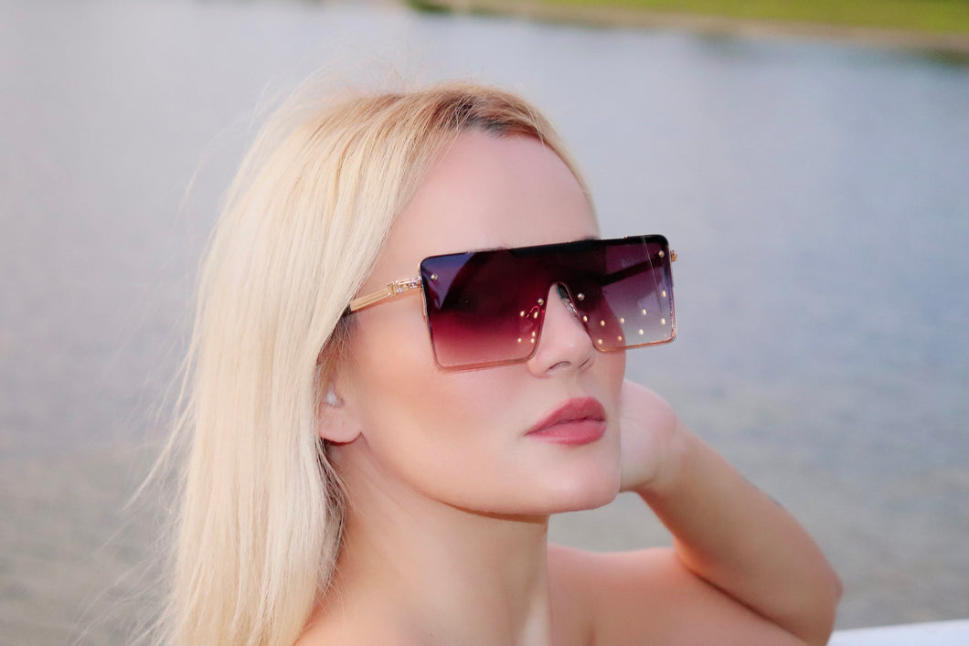 Oversize Fashion Clear Brown Sunglasses