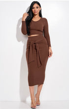 Load image into Gallery viewer, Chocolate midi skirt two piece set
