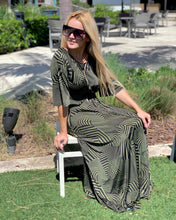 Load image into Gallery viewer, MAXI DRESS BELL SLEEVE OLIVE
