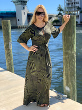 Load image into Gallery viewer, MAXI DRESS BELL SLEEVE OLIVE
