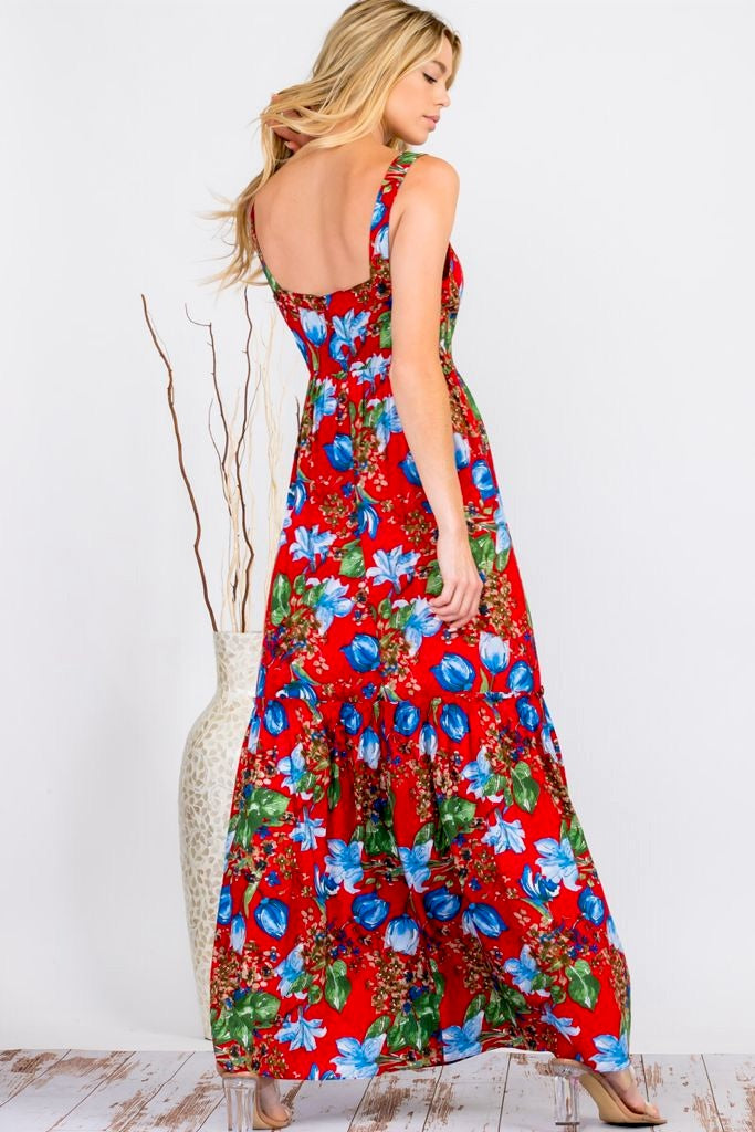 RED FLORAL MAXI DRESS – Beautiflavor
